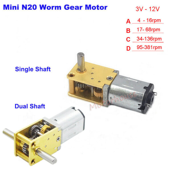 N20 Full Metal Gear Box Motor Singal/ Dual Shaft DC 3V 6V 12V 4RPM-381RPM Slow Speed Large Torque DIY Robot Car Eleltric Lock